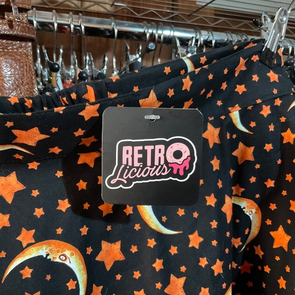ModCloth Retrolicious skirt skirt 4X/26 plus size moon stars orange black - Picture 4 of 6